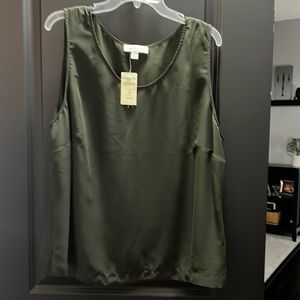 Coldwater Creek Moss Green Chiffon Sleeveless Top/Tank